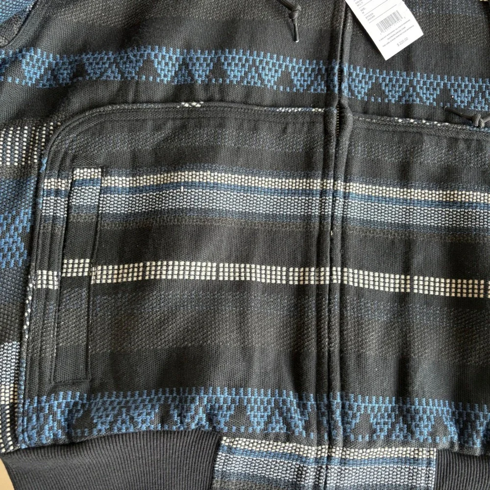 HUF X Bronze56k Mens Medium Baja Work Jacket Black Blue Baja Blanket Embroidered